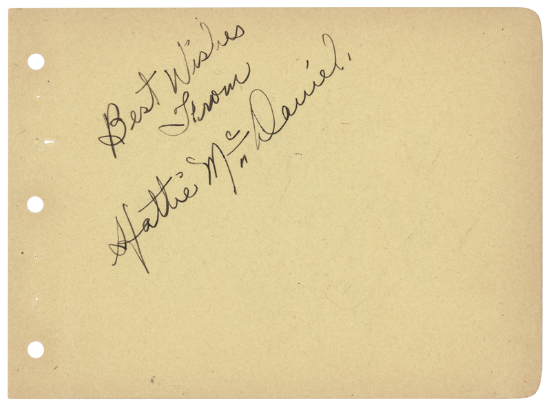 Lot 616 Gone With the Wind: Hattie McDaniel Signature