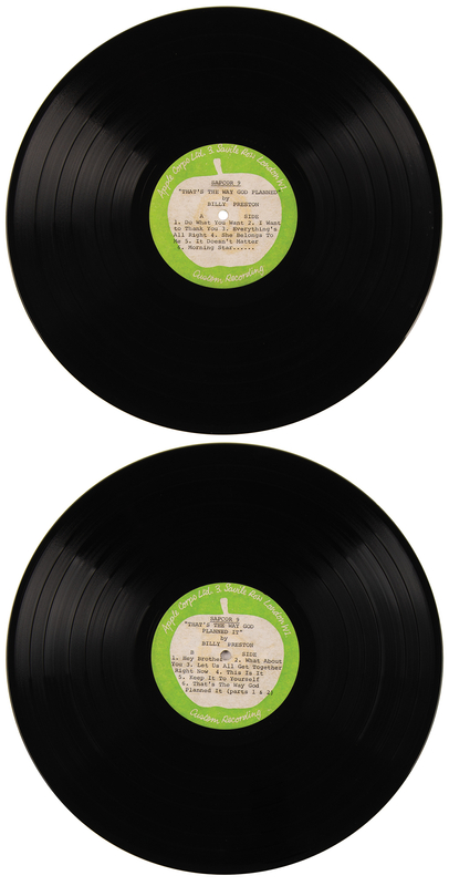 Lot 554 Beatles: Billy Preston Apple Records Stereo Test Pressing for 