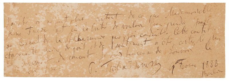 Lot 525 Pyotr Ilyich Tchaikovsky Autograph Note Signed: 