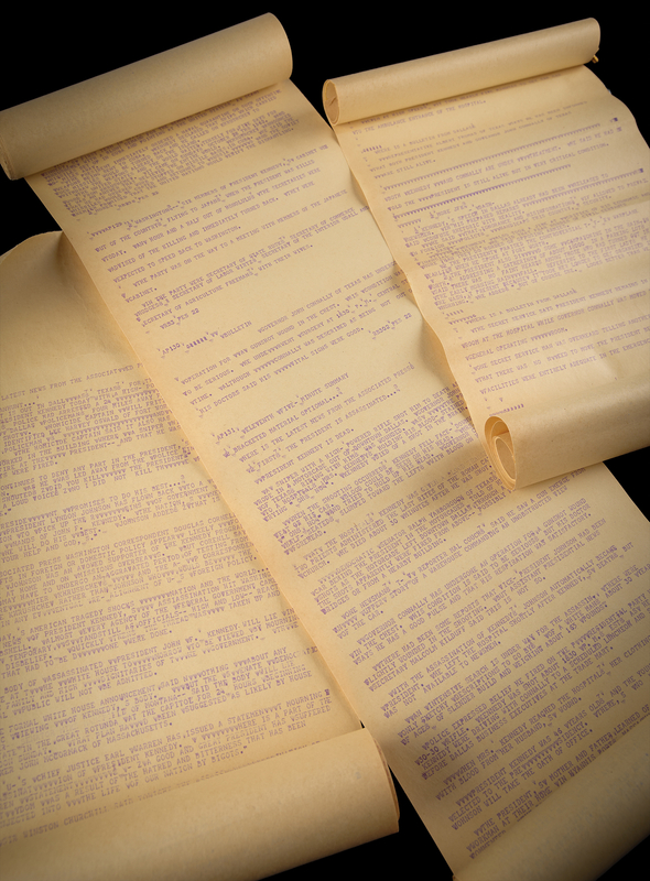 Lot 286 Kennedy Assassination (3) Associated Press Teletype Rolls - Over 60 Feet in Length