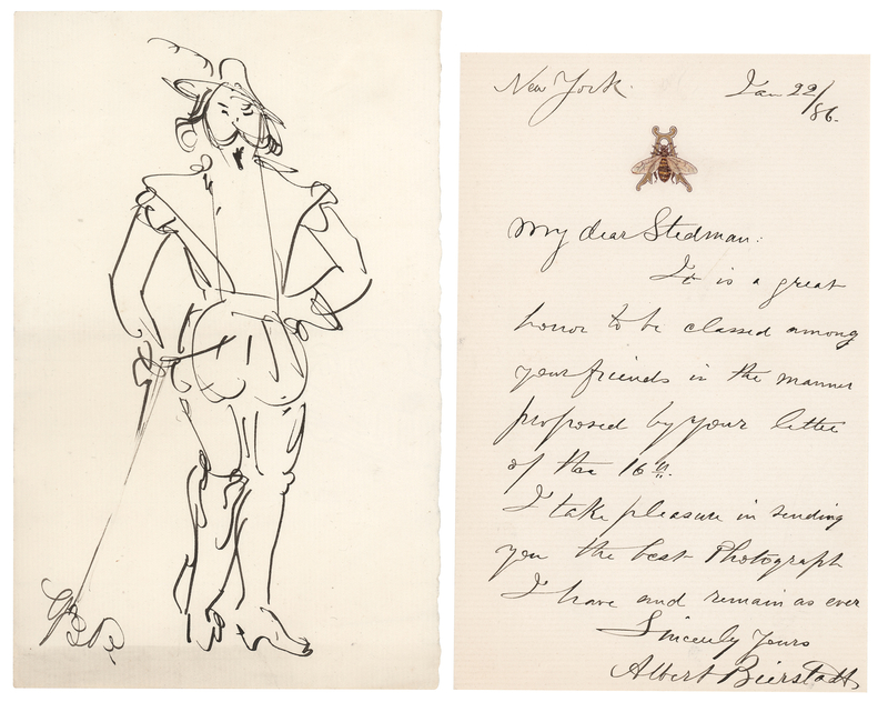 Lot 434 Albert Bierstadt (2) Signed Items - Autograph Letter and Sketch