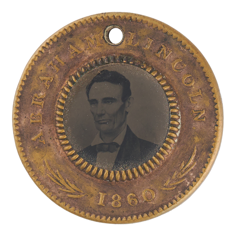 Lot 39 Abraham Lincoln and Hannibal Hamlin 1860 Presidential Campaign Ferrotype Token