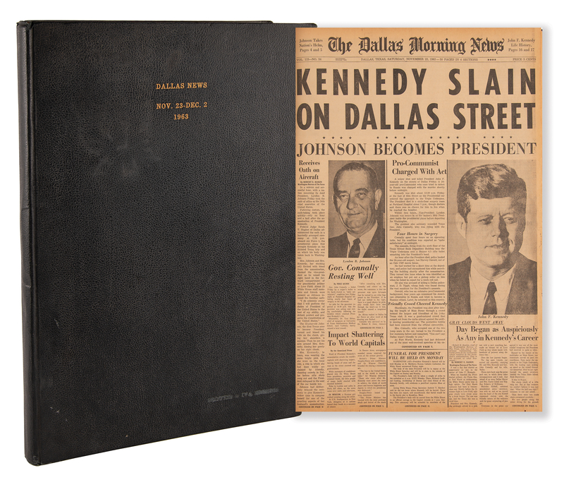Lot 86 Kennedy Assassination: Scrapbook of Dallas Newspapers from Late November 1963