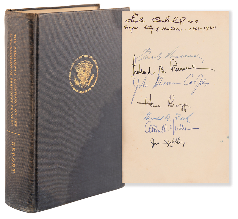Lot 287 Kennedy Assassination: Warren Commission (7) Multi-Signed Book - From the Library of Dallas Mayor Earl Cabbel
