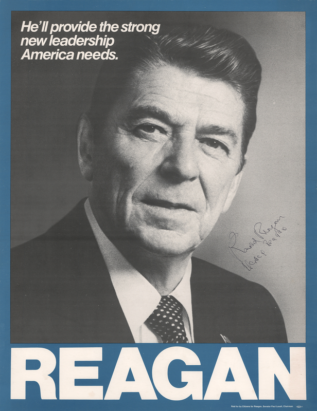 Lot 112 Ronald and Nancy Reagan Signed 1980 Presidential Campaign Poster (17˝ x 22˝)