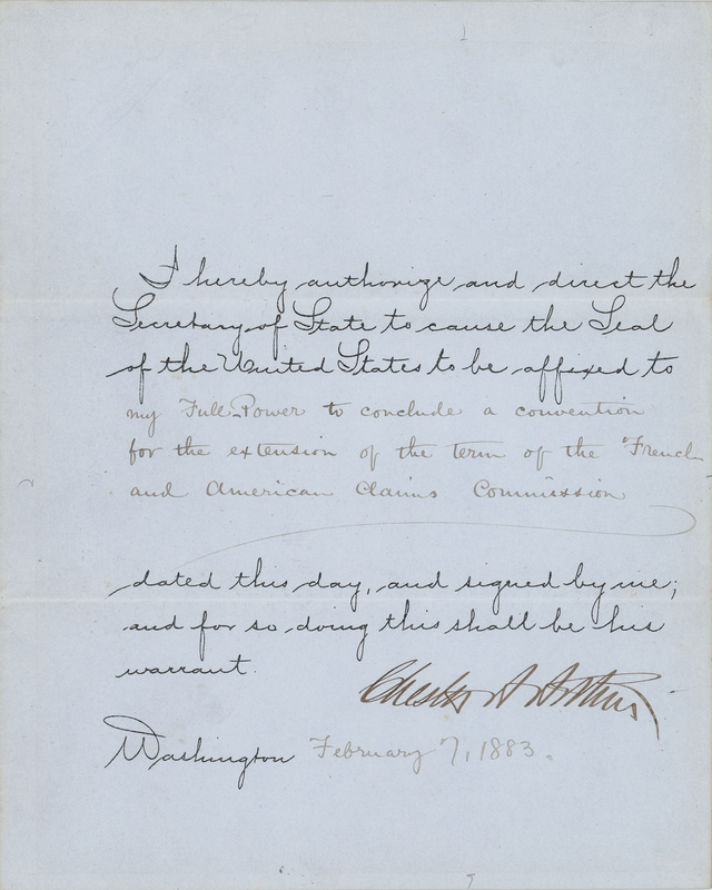Lot 47 Chester A. Arthur Document Signed as President