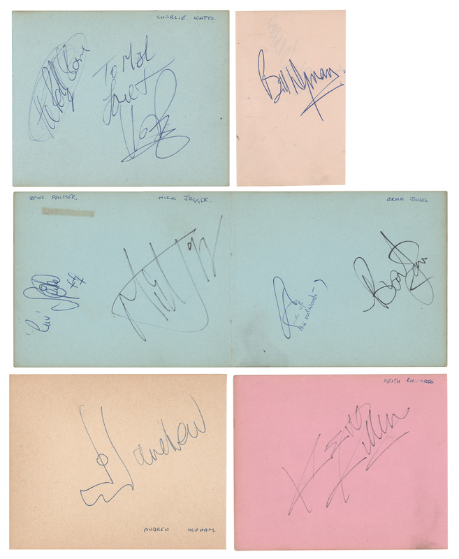 Lot 534 Rolling Stones Signatures with Manager Andrew Loog Oldham