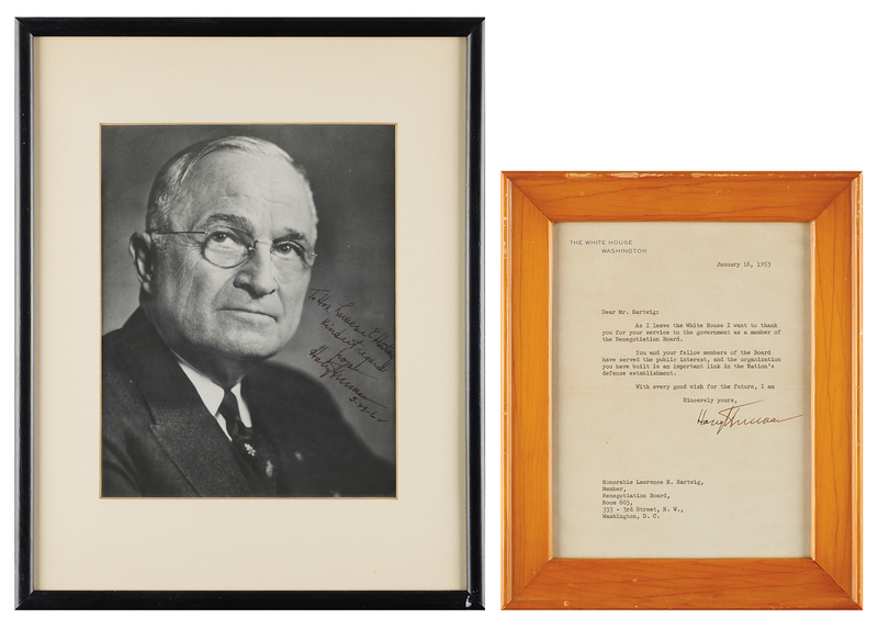 Lot 65 Harry S. Truman Typed Letter Signed as President and Signed Photograph