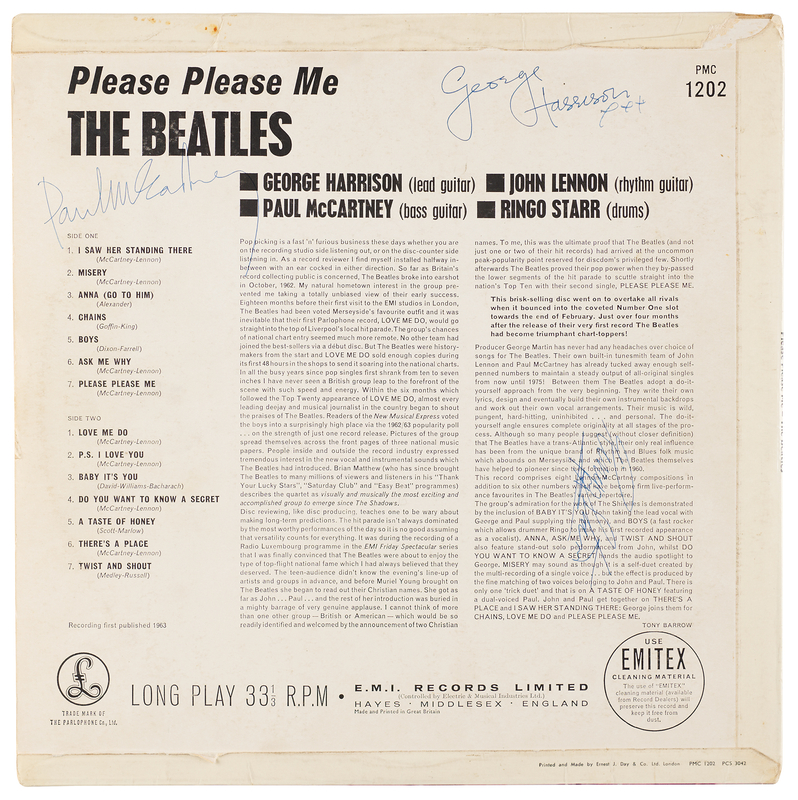 Lot 527 Beatles Signed Album - Please Please Me, with McCartney, Harrison, and Starr