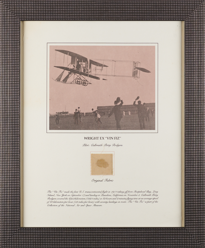 Lot 336 Wright Brothers Vin Fiz Fabric Swatch