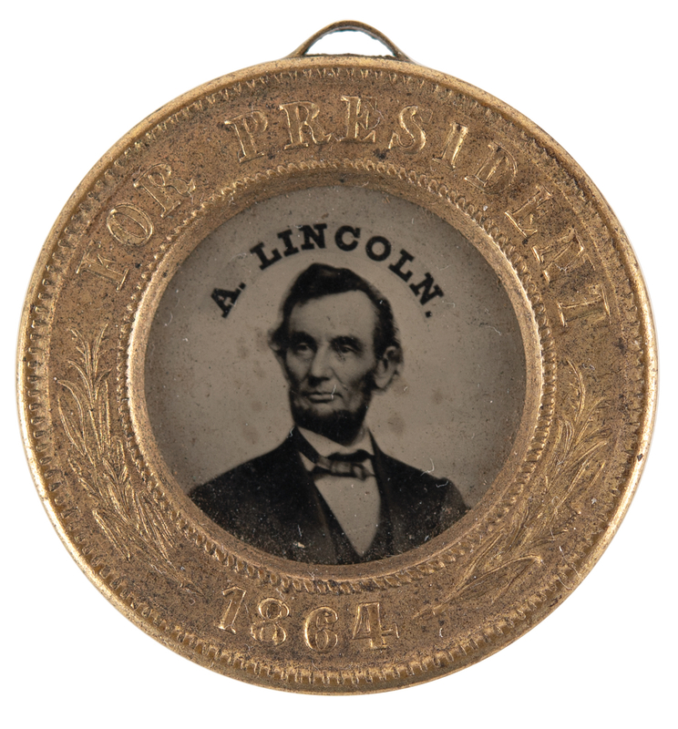 Lot 38 Abraham Lincoln and Andrew Johnson 1864 Presidential Campaign Ferrotype Token