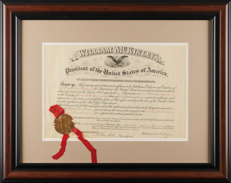 Lot 50 William McKinley Document Signed as President