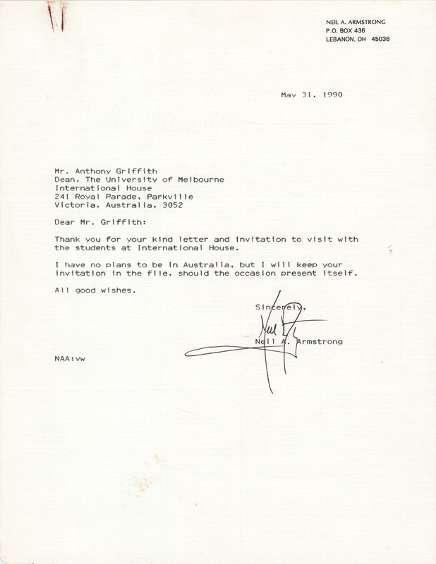 Lot 389 Neil Armstrong Typed Letter Signed