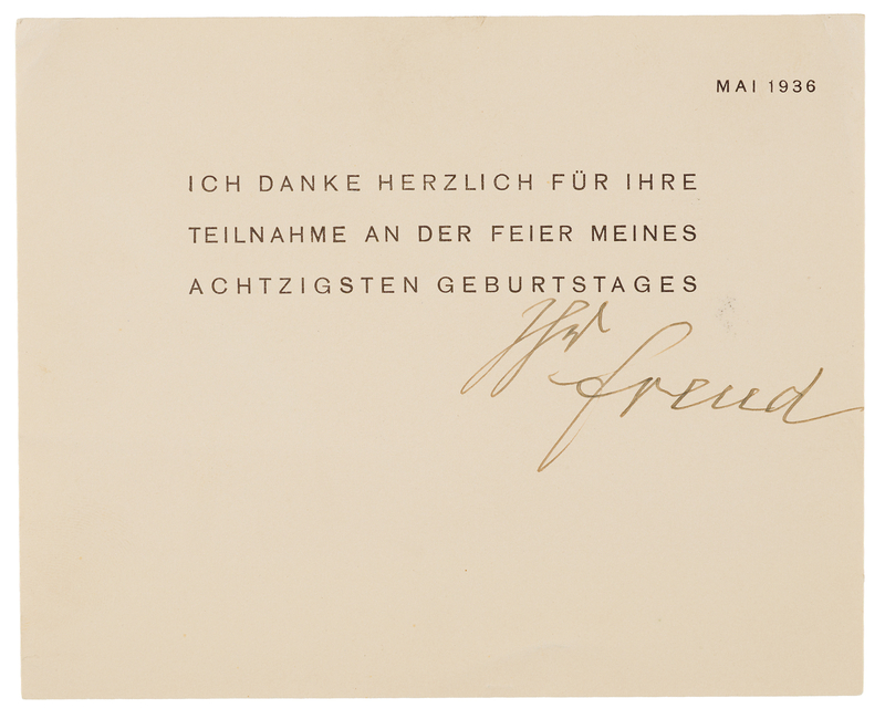 Lot 268 Sigmund Freud Signed Thank-You Card