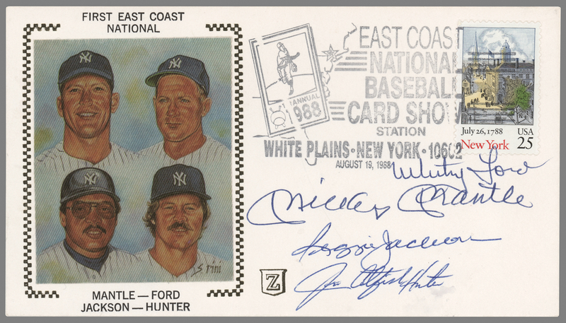 Lot 692 NY Yankees Legends: Mantle, Jackson, Ford, and Hunter Signed Commemorative Cover