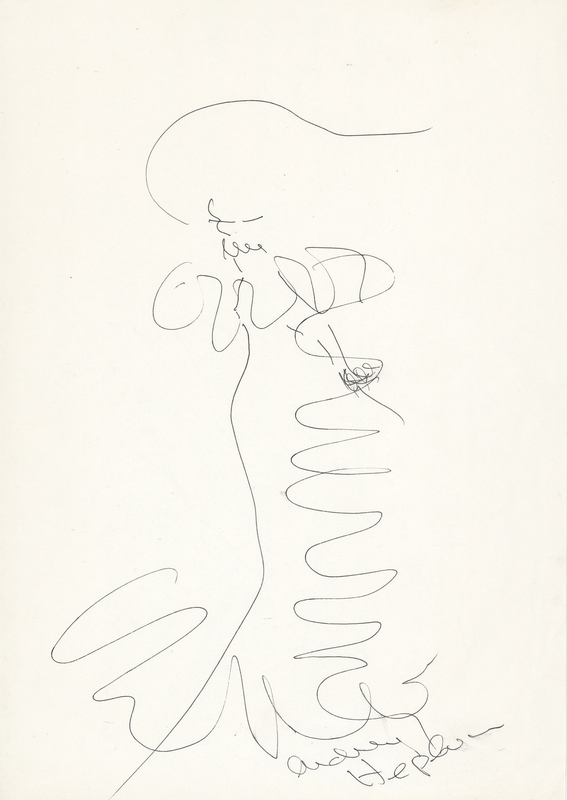 Lot 621 Audrey Hepburn Signed Sketch - Abstract Female Form