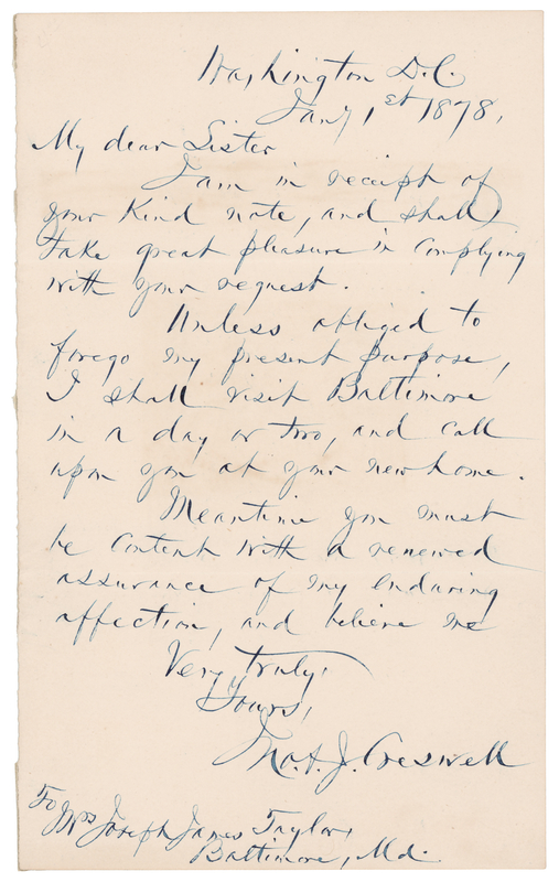 Lot 141 John Andrew Jackson Creswell Autograph Letter Signed