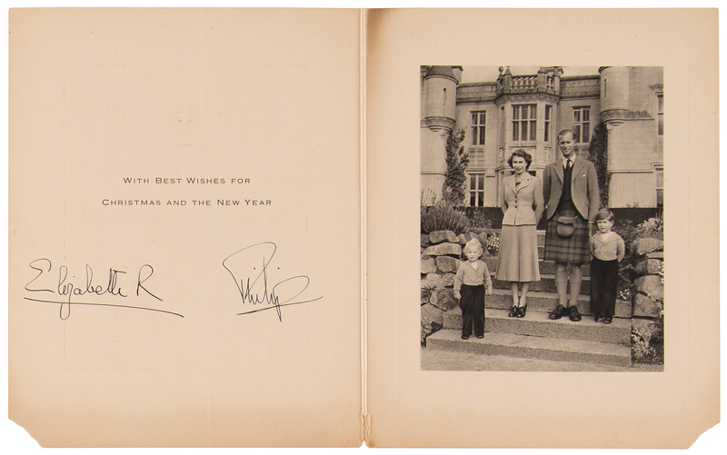 Lot 183 Queen Elizabeth II and Prince Philip Signed Christmas Card (1952)
