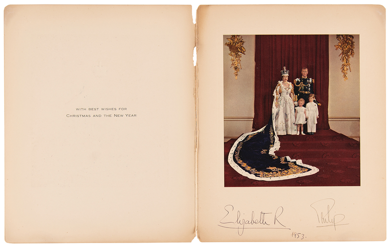 Lot 184 Queen Elizabeth II and Prince Philip Signed Christmas Card (1953)