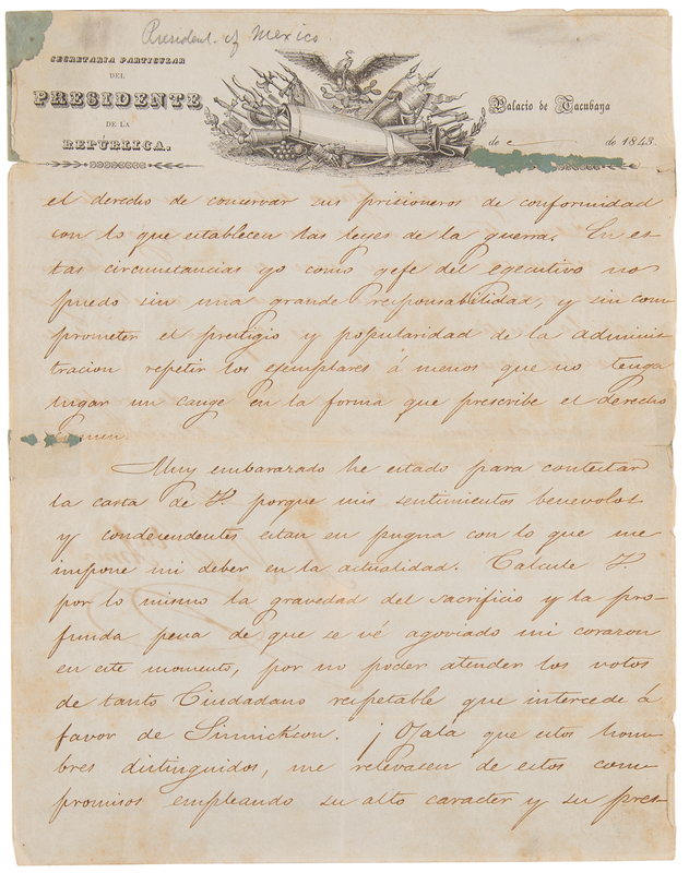 Lot 170 Antonio Lopez de Santa Anna Letter Signed