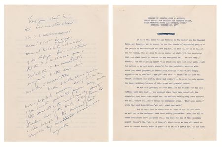 Lot #12 John F. Kennedy Handwritten Speech Draft on Hand-Corrected Typescript on the Cold War: 