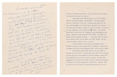 Lot #12 John F. Kennedy Handwritten Speech Draft on Hand-Corrected Typescript on the Cold War: 