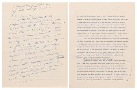 Lot #12 John F. Kennedy Handwritten Speech Draft on Hand-Corrected Typescript on the Cold War: 