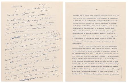 Lot #12 John F. Kennedy Handwritten Speech Draft on Hand-Corrected Typescript on the Cold War: 