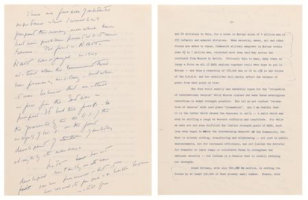 Lot #12 John F. Kennedy Handwritten Speech Draft on Hand-Corrected Typescript on the Cold War: 