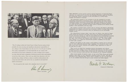 Lot #11 John F. Kennedy (2) Typed Letters Signed as President, Recruiting the Chairman of the United Negro College Fund Drive, with Postscript Handwritten Days After Martin Luther King's 1963 Birmingham Campaign - Image 11