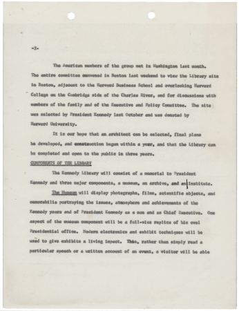 Lot #144 Robert F. Kennedy Typed Letter Signed and Draft Memorandum for the Proposed John Fitzgerald Kennedy Library - Image 4