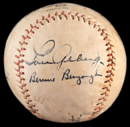 Lot #678 Babe Ruth and Lou Gehrig Signed Baseball - Image 2