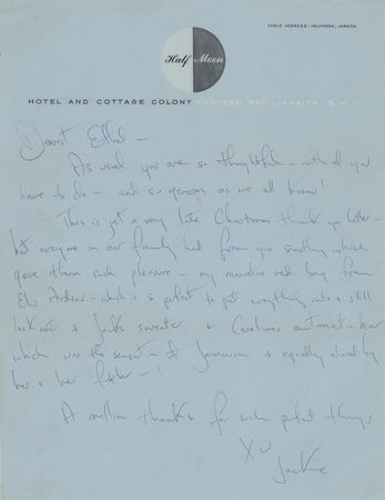 Lot #76 Jacqueline Kennedy Autograph Letter Signed