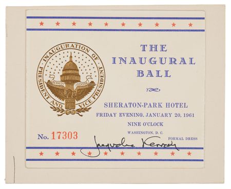 Lot #77 Jacqueline Kennedy Signed 'Inaugural Ball'
