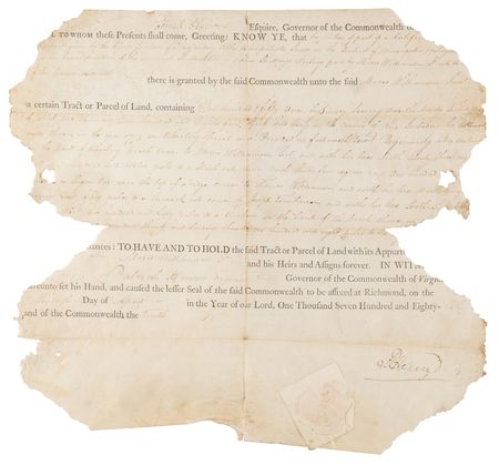 Lot #143 Patrick Henry Document Signed