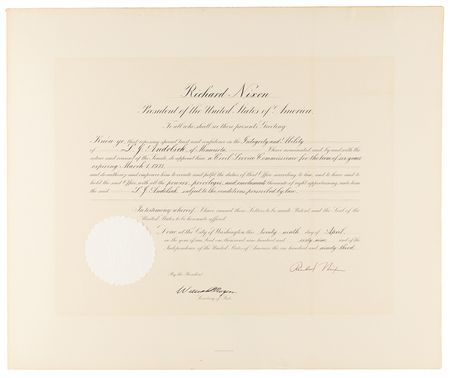 Lot #95 Richard Nixon Document Signed as