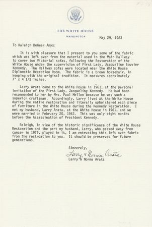 Lot #80 Jacqueline Kennedy White House Restoration Fabric - Image 2