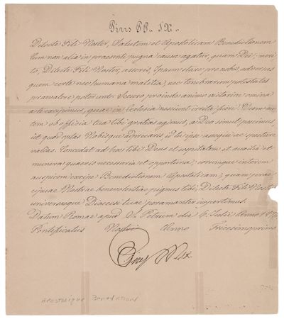 Lot #206 Pope Pius IX Signed Apostolic Blessing