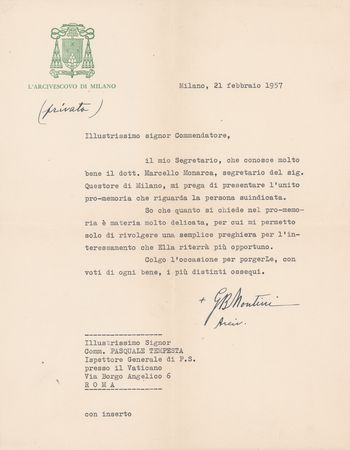 Lot #205 Pope Paul VI Typed Letter Signed