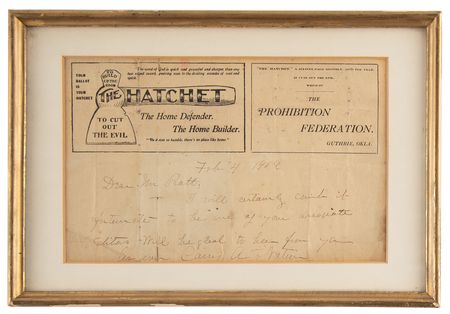 Lot #229 Carrie A. Nation Autograph Letter Signed