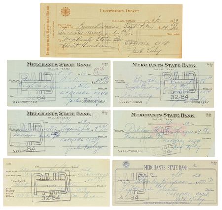 Lot #289 Jack Ruby Carousel Club Archive with (7) Signed Checks, (1) DS for the Employment of a Limbo Dancer, and Other Ephemera - Image 2