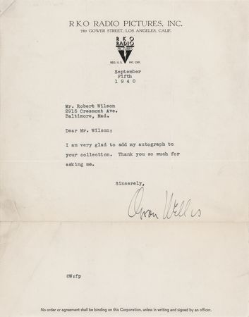 Lot #673 Orson Welles Typed Letter Signed