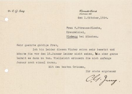 Lot #269 Carl Jung Typed Letter Signed with