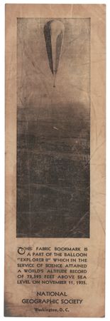 Lot #330 Explorer II Flown Fabric - Record-Setting