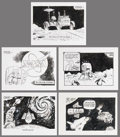 Lot #426 Jeff Koterba (14) Original Hand-Drawn Comic Strips with (8) Hand-Colored Production Prints - Image 2