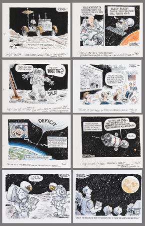 Lot #426 Jeff Koterba (14) Original Hand-Drawn Comic Strips with (8) Hand-Colored Production Prints - Image 3