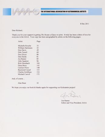 Lot #393 Alan Bean and Space Artists Signed Book - The Beauty of Space, with (5) Signed Prints - Image 7