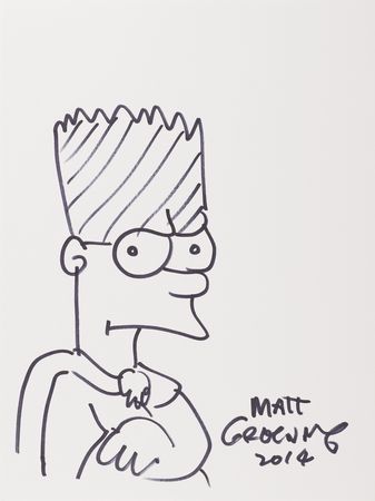 Lot #460 Matt Groening Signed Sketch of 'Bartman'