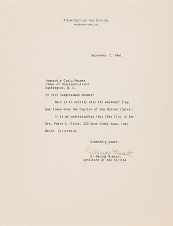 Lot #83 John F. Kennedy 1961 United States Capitol-Flown Flag - Image 2