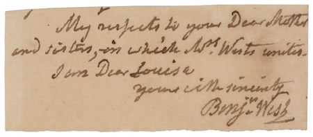 Lot #451 Benjamin West Autograph Note Signed
